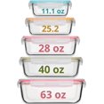 thumbnail image 1 of Glass Food Storage Containers 10 Pc, Airtight Glass Storage Containers with Lids, Glass Lunch Bento Boxes, Leak Proof BPA Free Glass Meal Prep Containers (5 lids, 5 Containers) Color Coordinating Lids, 1 of 6