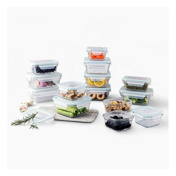 Glass Food Storage Containers 28 Piece Set - Oven & Microwave Safe - Airtight Lids - BPA Free - Meal Prep Containers - Refrigerator & Freezer Safe - Clear