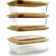Glass Food Storage Containers with Bamboo Lids (4 Pack, 2 x 640ML & 2 x
