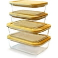 Glass Food Storage Containers with Bamboo Lids (4 Pack, 2 x 640ML & 2 x
