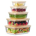 Glass Food Storage Containers with Bamboo Lids EcoFriendly, set of 5