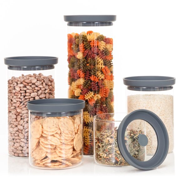 Glass Food Storage Containers Glass - 5 Set Airtight Pantry Organization Meal Prep