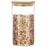 Glass Food Storage Containers Jar Seal Bamboo Lids 600ml Airtight Canister Organization Sets Stackable