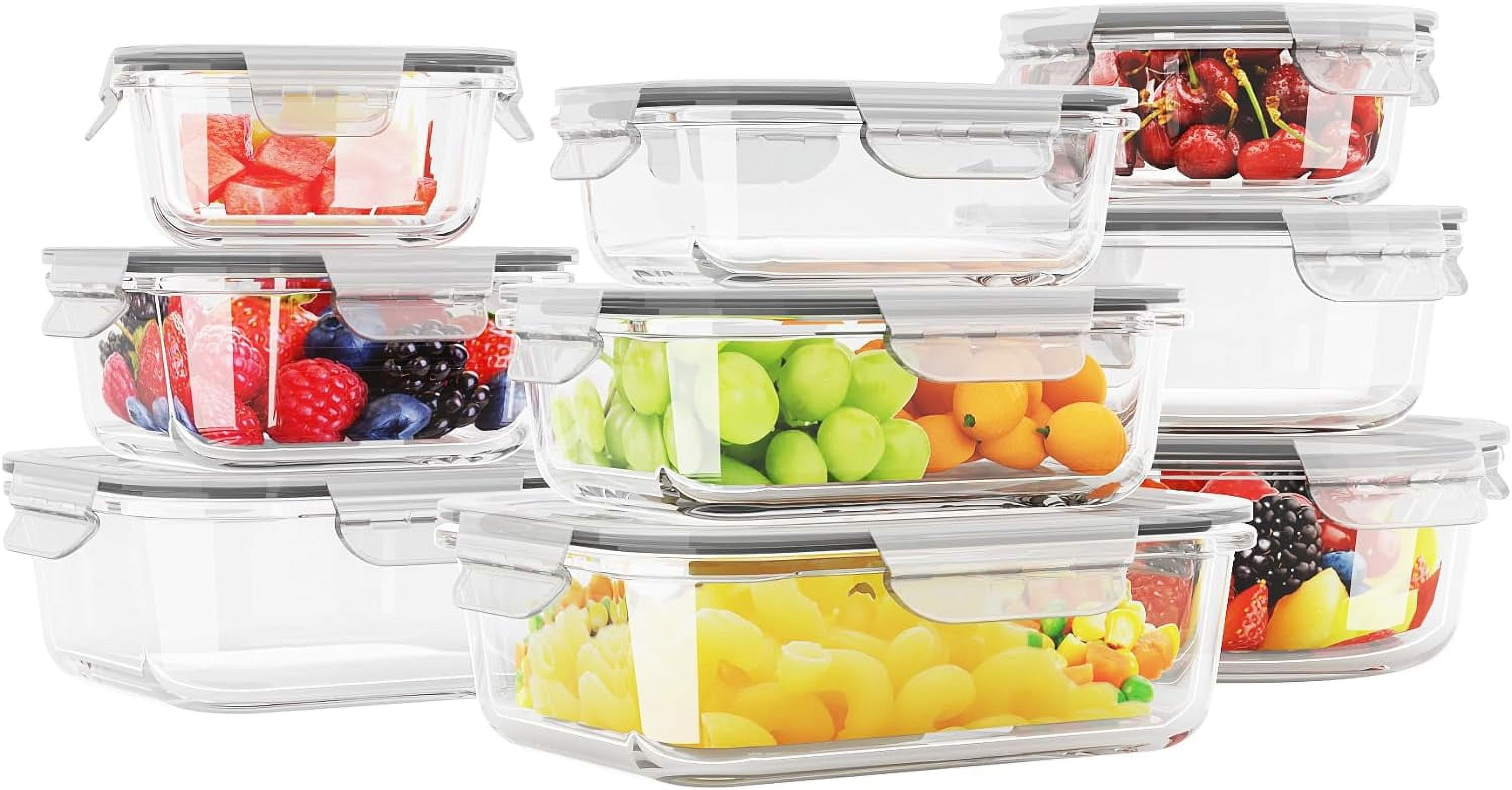 Glass Food Storage Containers with Lids, [18 Piece] Glass Meal Prep