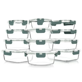 Anchor Hocking 8 Piece Glass Food Storage Containers 2-Cup Round with Mint Snugfit Lids (BPA Free, Oven, Microwave, Fridge, and Freezer Safe)