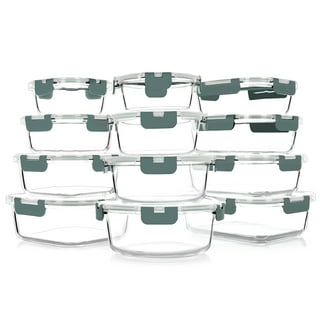 C CREST Glass Meal Prep Containers 2 Compartment Set, 5-Pack, 34oz, Glass  Bento Boxes for Adults, Divided Glass Lunch Containers with Lids