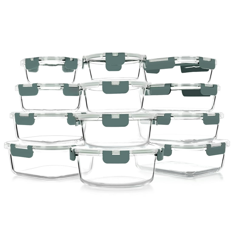 32 Oz-24 Sets, Plastic Food Storage Freezer Containers with