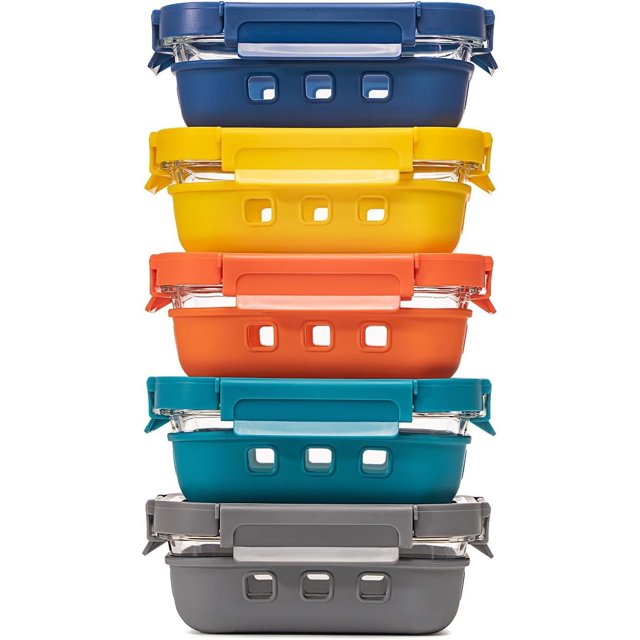 Glass Food Storage Containers with Glass Lids (5Pack,22 Ounce) Bento
