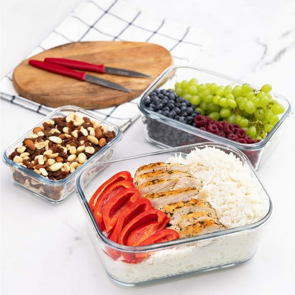 Glass Food Storage Containers with Lids Baking Dish Set Glass Storage Containers with Locking Lid Set 3-120 oz/70 oz/35 oz - Large Meal Prep Storing Serving Food Leakproof Ovensafe