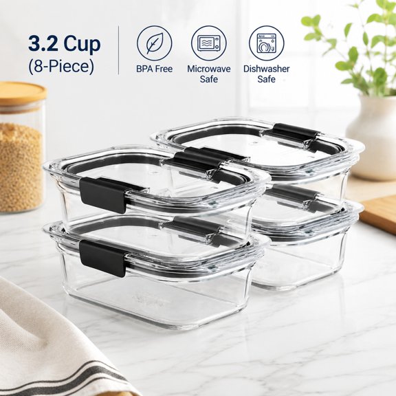 Glass Food Storage Containers Set, 3.2 Cup, Set of 4, BPA-Free, Leak-Proof, Clear, Durable Kitchen Storage