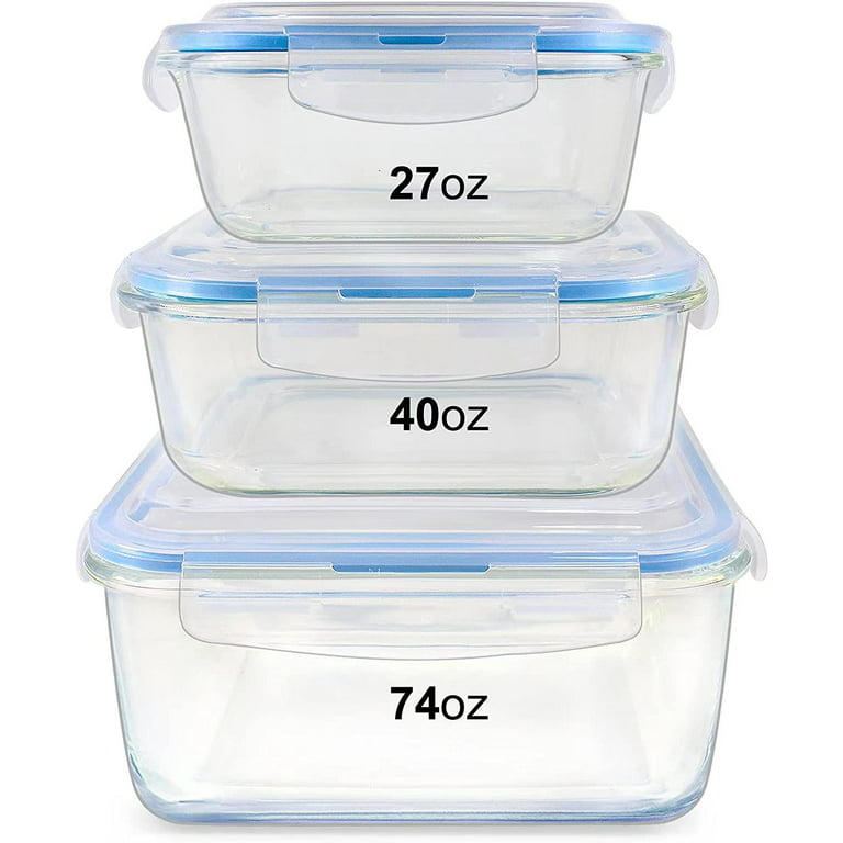 Glass Food Storage Containers Set, Large Size Glass Containers with Lids,  Glass Jars with Bamboo Lids, Glass Canisters with Airtight Lids, Glass Food