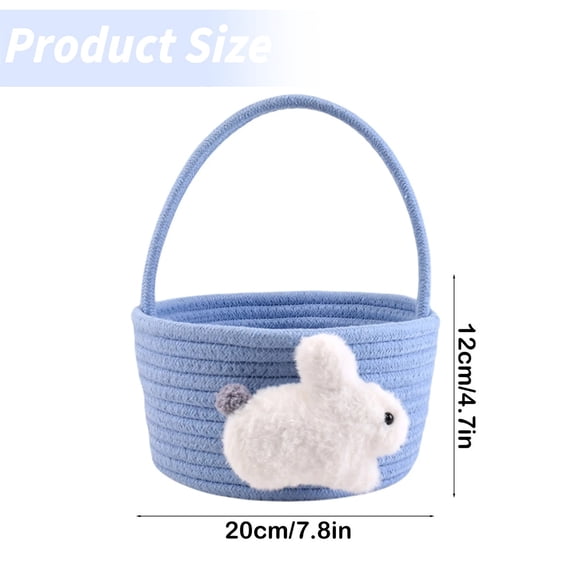 Glass Food Storage Containers Toddler Meal Prep Containers-Cute Cotton Rope Easter Basket Small Round Woven Bunny Storage With Handle For Egg Holiday Nursery Decor