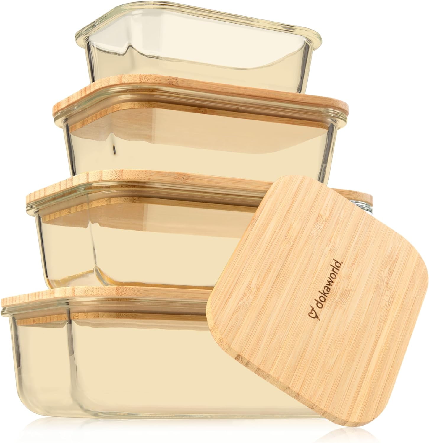Glass Food Storage Containers With Bamboo Lids Amber Glass Meal Prep