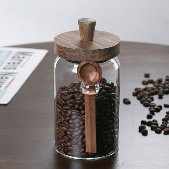 Glass Food Storage Containers with Bamboo Lids Large Jars for Coffee Bar Tea Sugar Coffee Beans Snacks(Clear Glass)