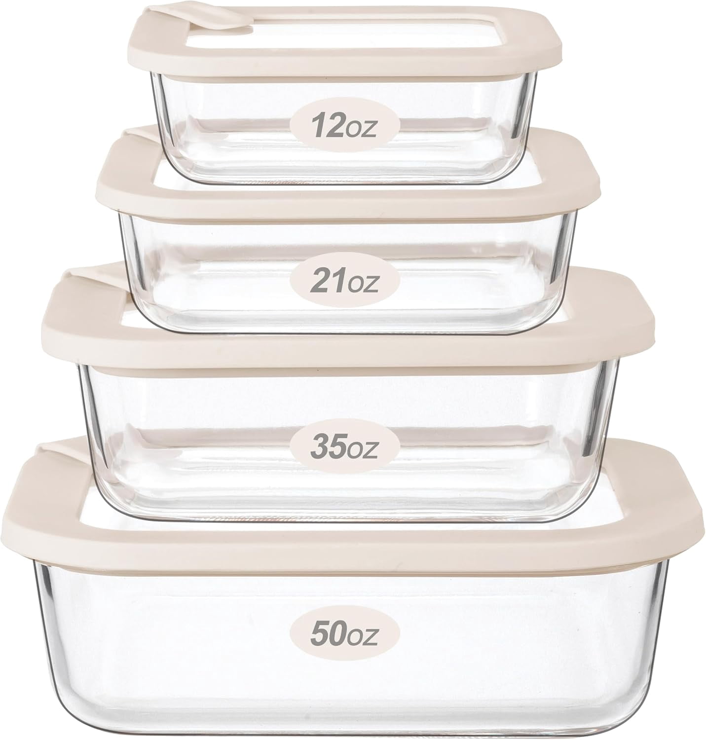Glass Food Storage Containers with Glass Lids and Silicone Seals ...
