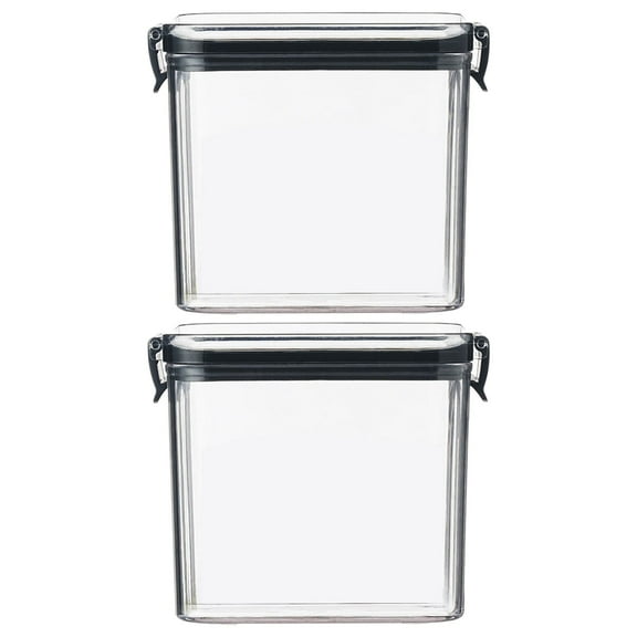 Glass Food Storage Containers with Lids, 2-Pack Square Transparent Airtight Jars for Pantry, Microwave, and Fresh Keeping