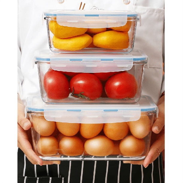 Glass Food Storage Containers with Lids, 3 Pieces Airtight Glass Meal