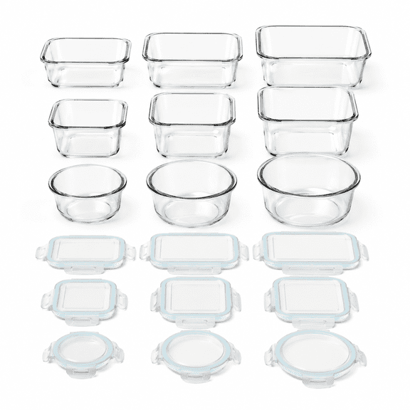 Glass Food Storage Containers with Lids 9 Pack, 3 Shape Airtight Set