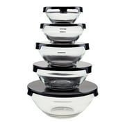 حاويات تخزين الطعام الزجاجية مع أغطية المفاجئة - 10 قطع من إعداد Chef Buddy Black