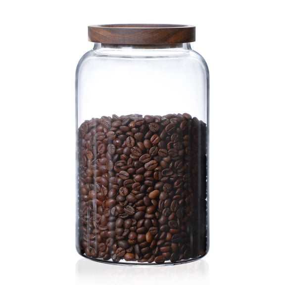 Glass Food Storage Jar 83 fl oz / 2500 ml with Wood Lid Pantry Organization