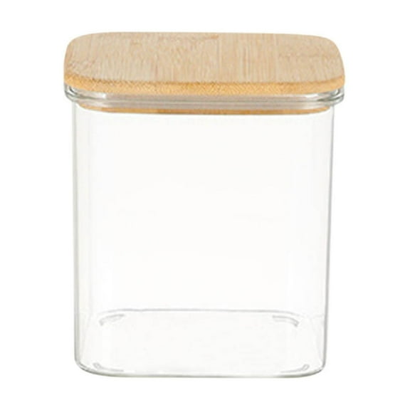 Glass Food Storage Jars with Airtight Lids,Tall Clear Airtight Food Storage Jar With Sealing Wood Cover,Stackable High Borosilicate Glass Jars for Coffee Bean, Candy, Cookie, Flour.