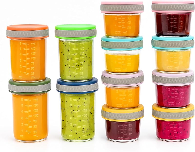 Glass Food Storage Jars with Lids (4 oz, 8-Pack) – Baby Food, Breast ...