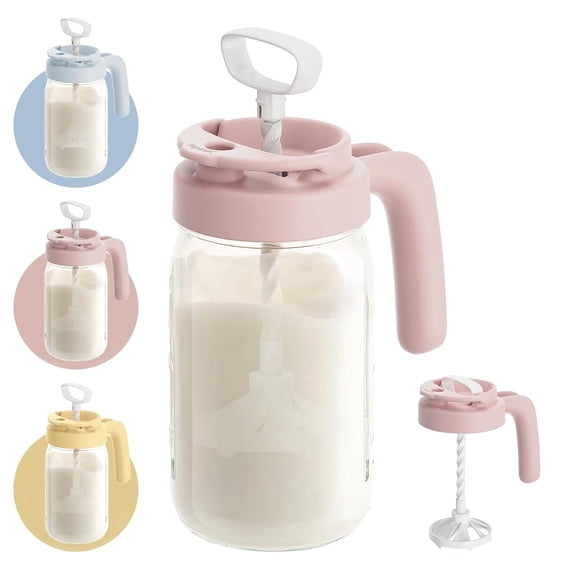 Glass Formula And Breast milk Mixing Pitcher with Mixing Handle-Pink