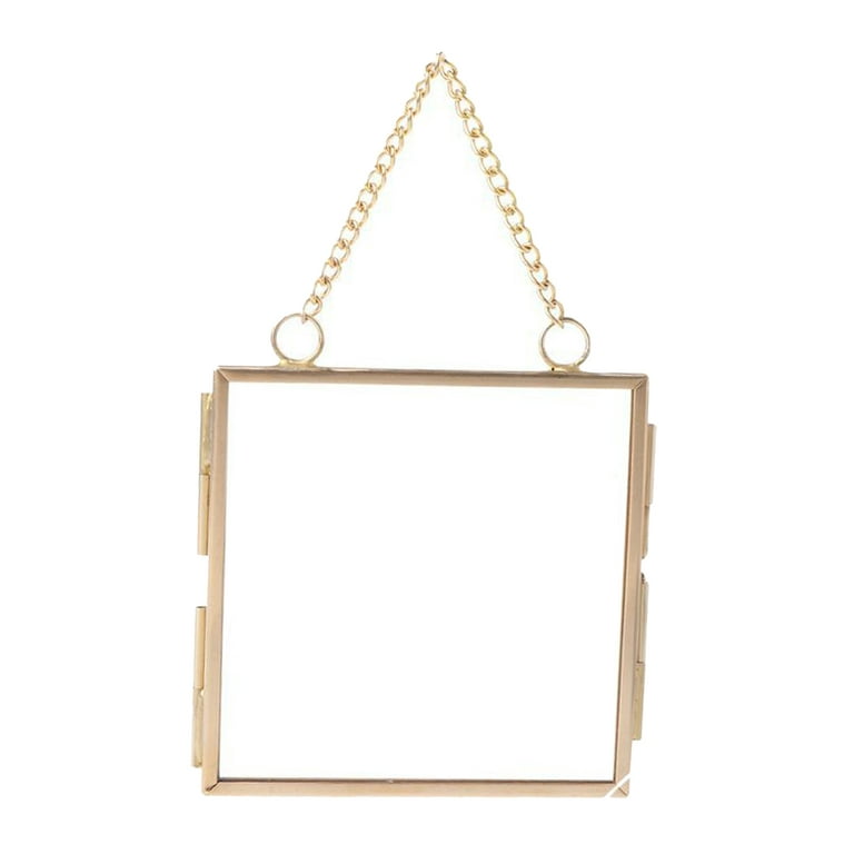 Glass Frame for Pressed Flowers, Leaf And Artwork - Hanging Square Metal  Picture Frames, Clear Double Glass Floating Frame, Wall Decor Photo Display