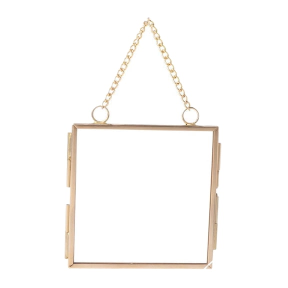 Glass Frame for Pressed Flowers, Leaf And Artwork - Hanging Square Metal Picture Frames, Clear Double Glass Floating Frame, Wall Decor Photo Display 80x80mm