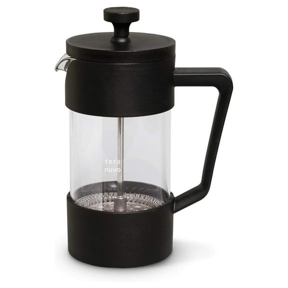 Glass French Press Coffee Maker - 350ML / 12 oz / 3 Cups, Heat Resistant Borosilicate Glass, 4 Filter Screens, Ergonomic Pouring Handle, Classy Design