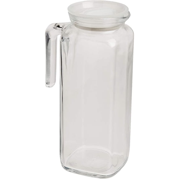 Glass Frigoverre Jug With Airtight Lid (1 Liter): Clear Pitcher With Hermetic Sealing, Easy Pour Spout & Handle For Water, Juice, Iced Coffee & Iced Tea