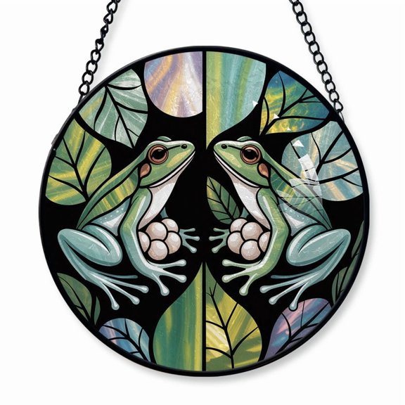 Glass Frogs Couple Stained Glass Suncatcher Window Hanging  Personalized Window Hanging Gift for Families, Couples, Parents & Kids, Christmas 2025 Keepsake