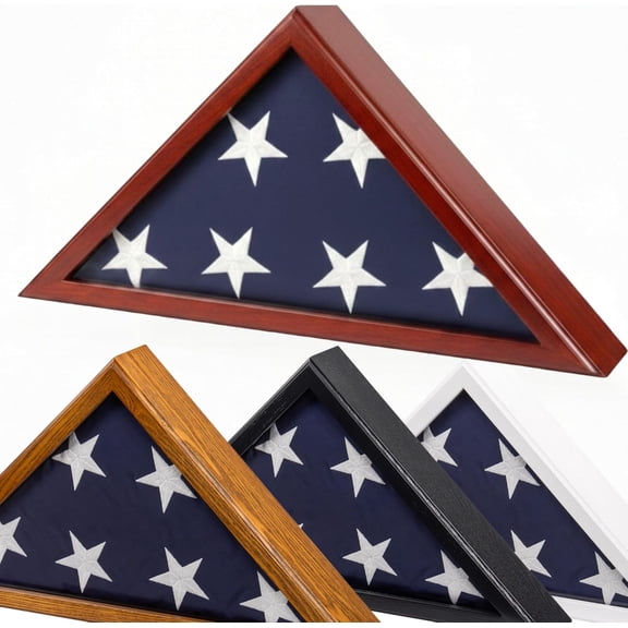 Glass Front Flag Display Case for Burial Flag - Wall Mounted 9.5 X 5 Feet Flag Box for American Veteran Flag and Folded Flag Display - Ideal for Honoring Military Service (Mahogany)