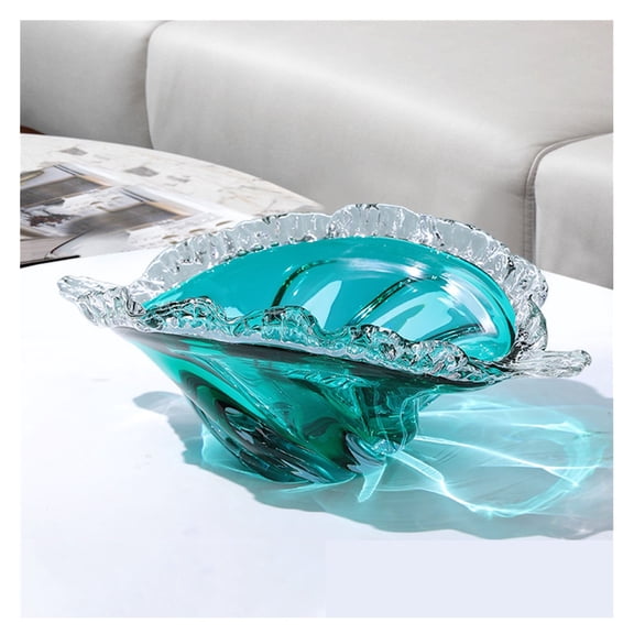 Glass Fruit Bowl - Decorative Conch Shaped Coloured Glass Bowl for Fruit Snacks Candy - Table Centerpiece Dish