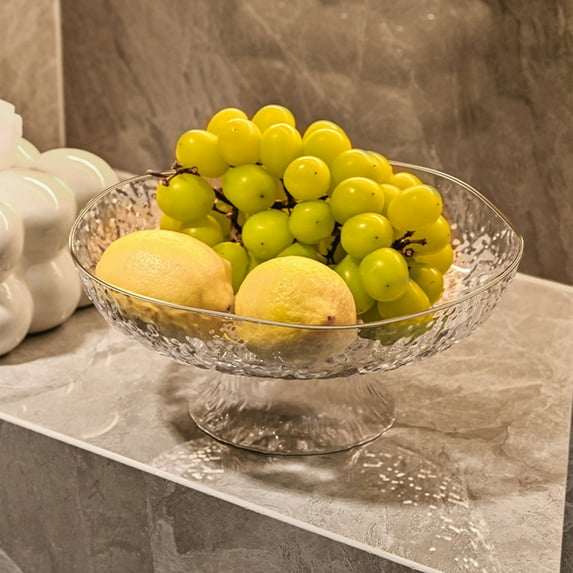 Glass Fruit Bowl, Pedestal Decorative Bowl for Home Decor, Large Fruit Bowl for Kitchen Counter, Key Bowl for Entryway Table, Centerpiece Decor, Minimalist Modern Decor