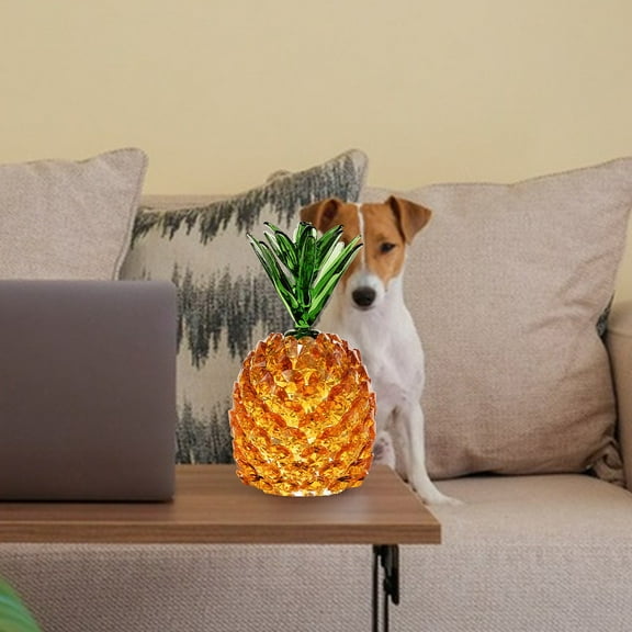 Glass Fruit Decor Pineapple Ornaments Pineapple Porch Cabinet Artificial Gift Living Room Decor Pineapple Table Centerpiece Farmhouse Ornaments for Wedding Table Photo Prop