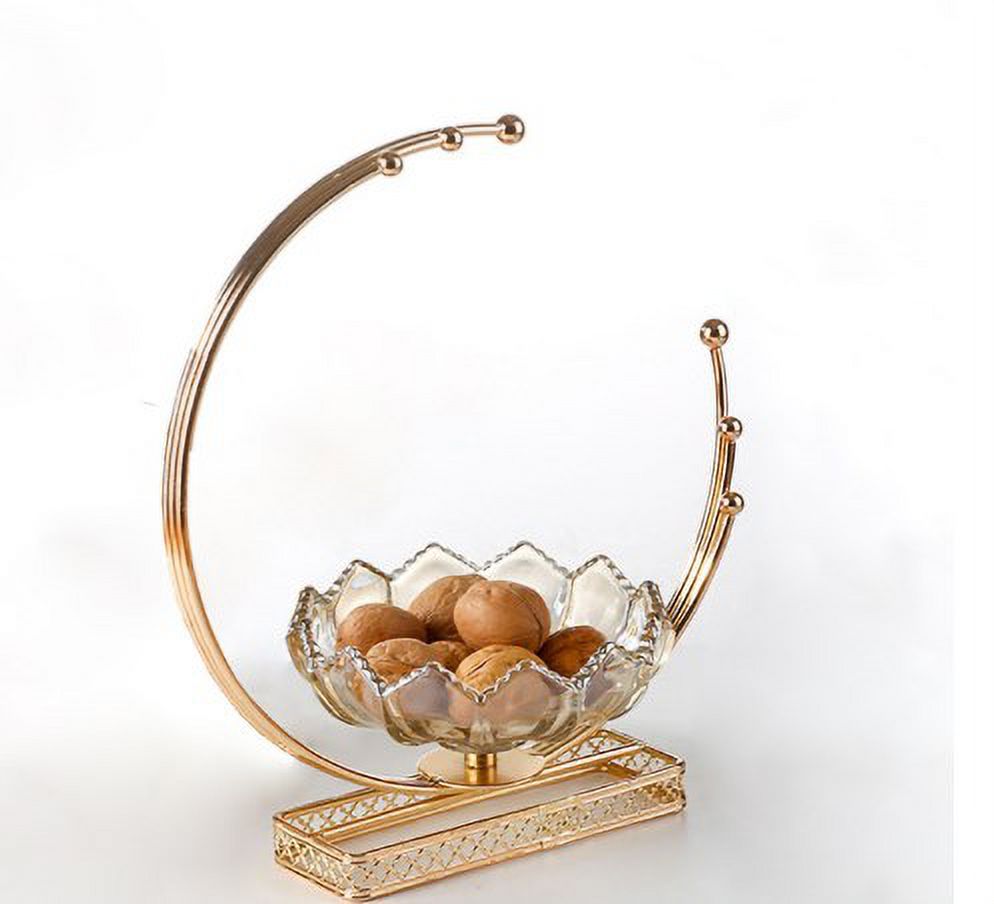 Glass Fruit Tray Decorative Fruit Plate Snack Serving Plate Metal Moon