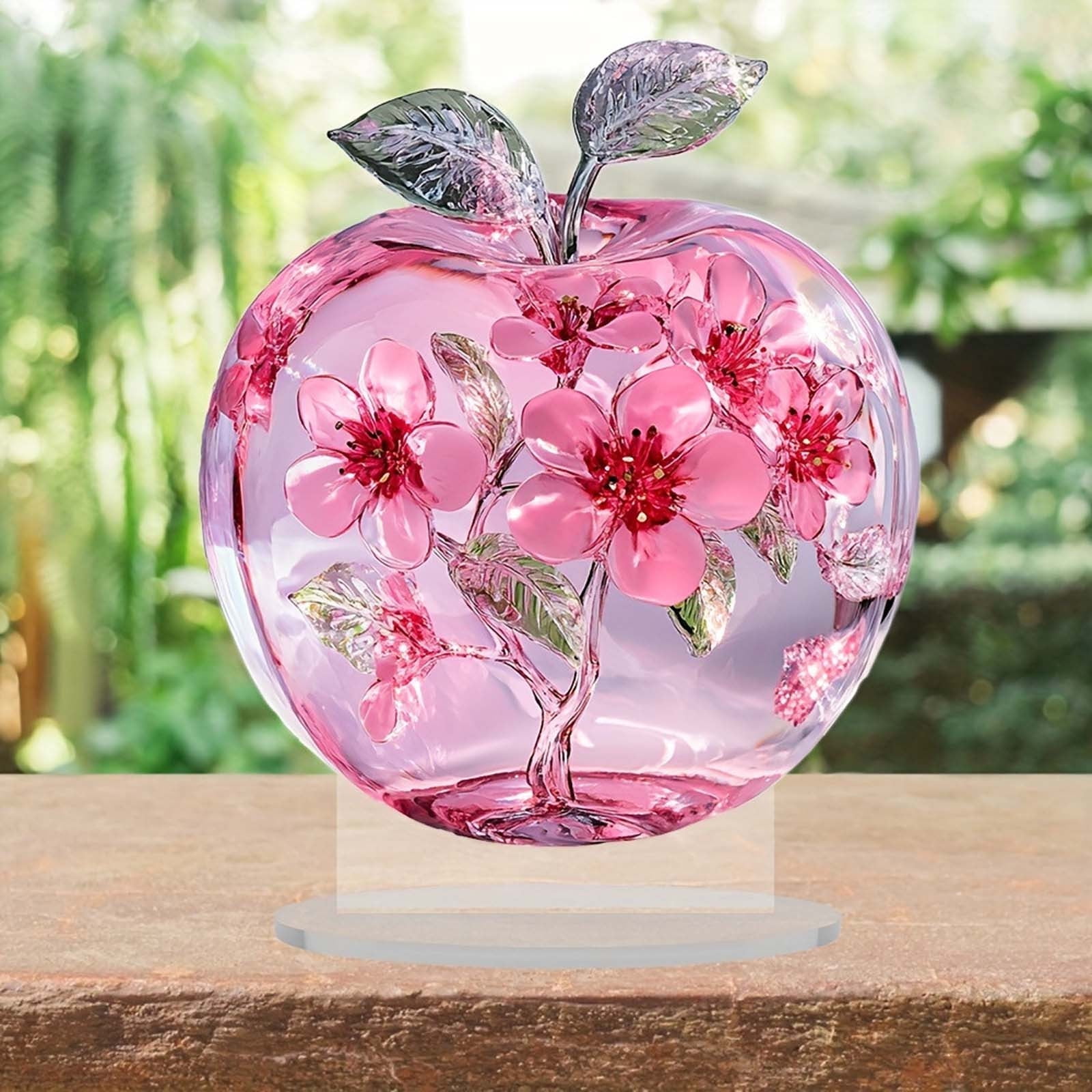 Glass Fruits Decor Crystal Fruit Apple Figurines Collectibles for Office Tabletop Centerpiece Art Glass Glass Fruits Decoration for Home Kitchen