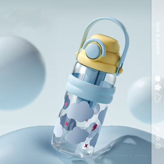 Glass Glass Water Bottle With Straw And Strainer 18.6Oz Cutecore Water Bottle For Kids Teen Girls Travel School Sports Spill Proof Portable Hand Strap Bottle