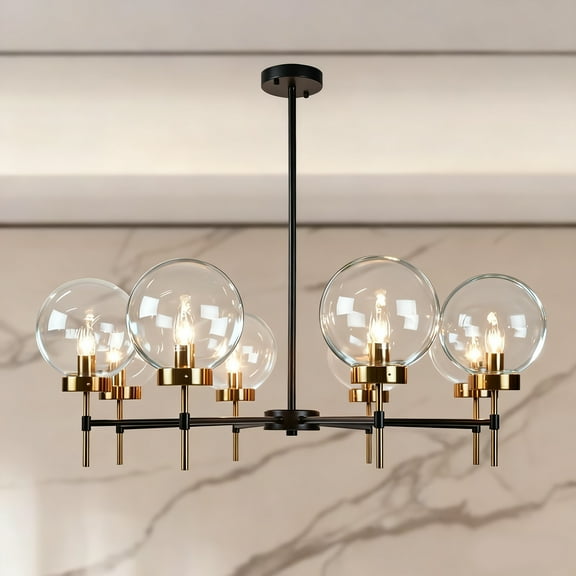 Glass Globe Round Chandelier, Camryn Glass Globe Round Chandelier (36")