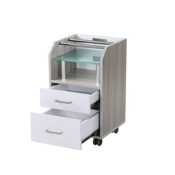 Glass Glow Pedicure Trolley Light Wood Cart for Nail Salon Furniture & Equipment