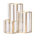 thumbnail image 1 of Glass Gold Pen Holder Hexagon Shaped Organizer for Desk Pens Rulers Makeup Brush Storage Combination for Case Container, 1 of 7