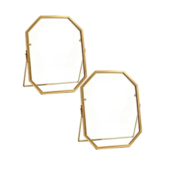 Glass Gold Photo Frame 2 Pack, Metal Floating Picture Frame Double Glass for Tabletop Display, Modern Desk Shelf Photo Holder for Wedding and Home Decor, Gold Finish Frame, 7.87" x 9.84"