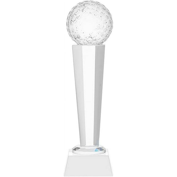 Glass Golf Trophy 6.8x23cm Quartz Ball Trophies Awards Ornaments with Presentation Case DIY