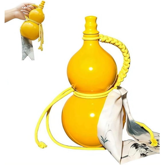 Glass Gourd Water Bottle, Chinese Drinking Gourd Bottle, Leak Proof Beverage Bottle with Tassel, Portable Sports Water Bottle for Outdoor Home Decor (Brown)
