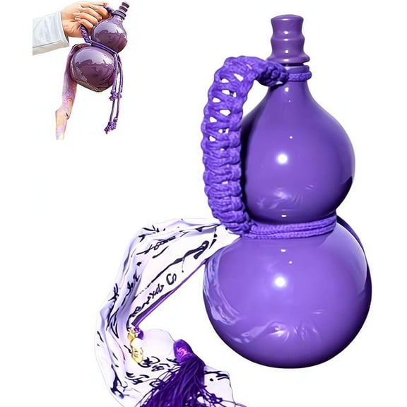 Glass Gourd Water Bottle, Chinese Drinking Gourd Bottle, Leak-Proof Beverage Bottle with Tassel, Portable Sports Water Bottle for Outdoor and Home Decoration(C)Q