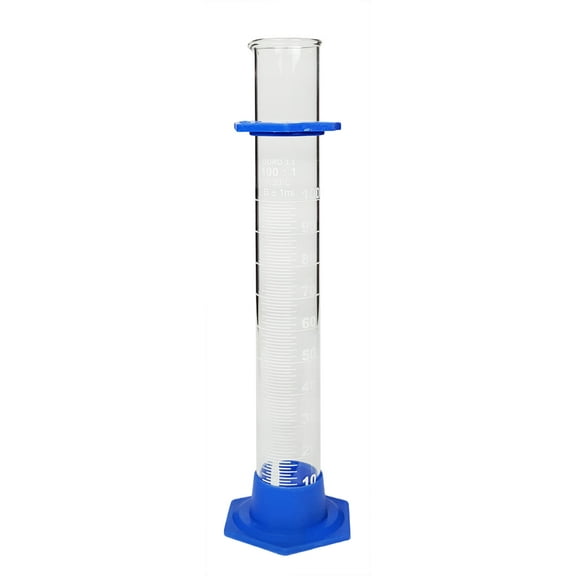 Glass Graduated Cylinder With Plastic Hex Base and Bumper Guard, 100ml by Go Science Crazy