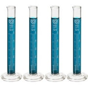 Glass Graduated Cylinders - Education & Research Equipment for Industrial & Academic Labs - Borosilicate Glass Measuring Cups - Science Laboratory & Chemistry Classroom Supplies (5mL, 4-Pack).