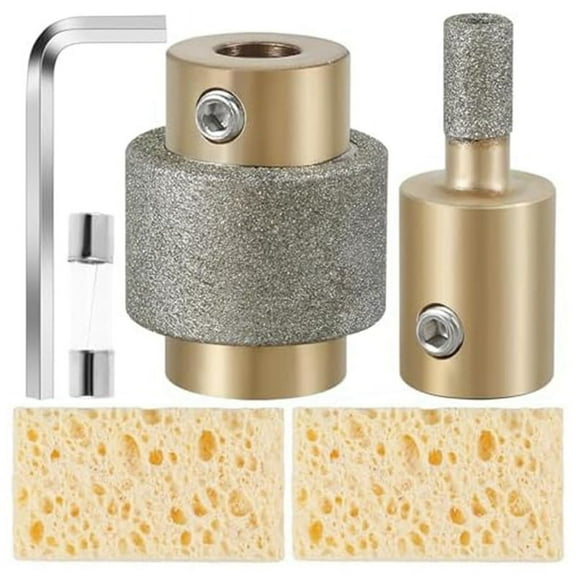 Glass Grinder Bits, 1 3/4 1/4 Inch Stained Glass Diamond Grinder Bit Head Tools with Hex Wrench, (1/4 Inch)