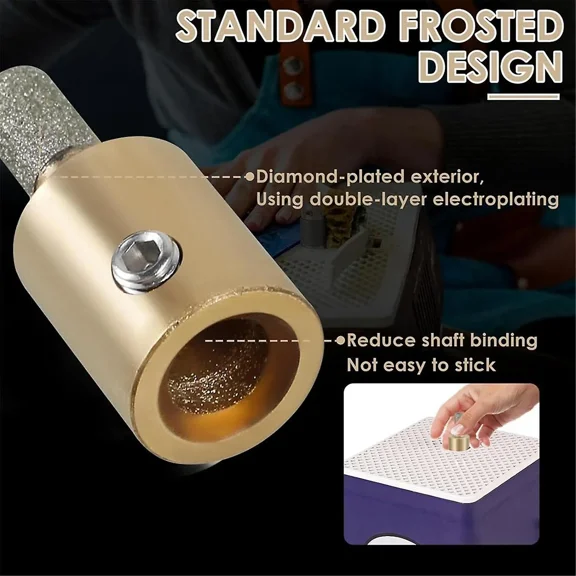 Glass Grinder Bits, 1 3/4 1/4 Inch Stained Glass Diamond Grinder Bit Head Tools with Hex Wrench, (1